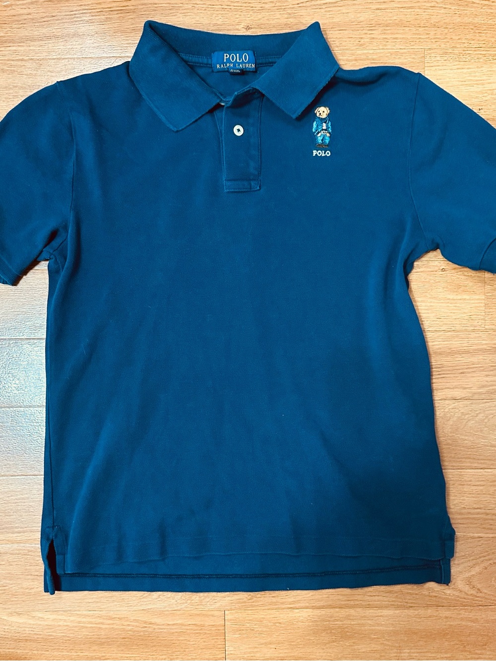 Ralph Lauren Navy Polo Shirt with Embroidered Bear